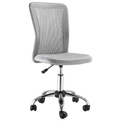 Imagen de Vinsetto Silla de Oficina Malla Escritorio Giratoria sin Brazos con Altura Ajustable Carga 100 kg para Estudio Despacho 43x58x90 cm Gris