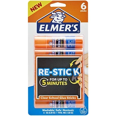 Imagen de Elmer &#039;s Re Stick Barras de pegamento escolar, 7,8 g, 6 unidades