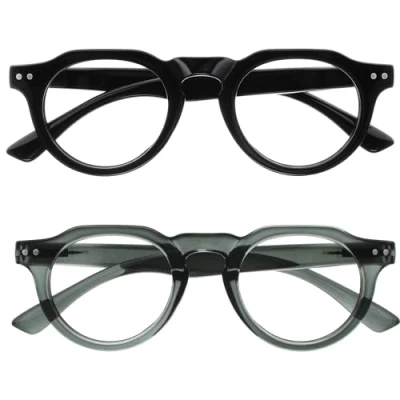 Imagen de OPULIZE RIO Gafas de Lectura con Filtro Luz Azul Pack 2 Montura Parte Superior Plana Negro, Gris Hombres y Mujeres BB53 17 +2.50