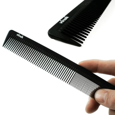 Imagen de vinsk® peine de carbón para barba fina y gruesa hombres 100% antiestático cabello fino peluquería un peinado perfecto
