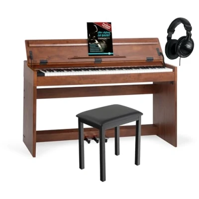 Imagen de McGrey DP 18 WN piano digital 88 teclas contrapesadas con acción de martillo y dinámica táctil 128 sonidos elèctrico dual split Incl. banqueta auriculares Tuerca mate