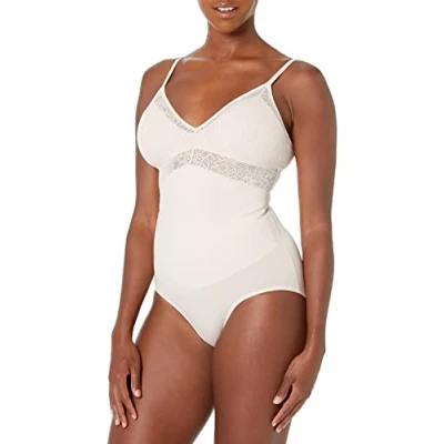 Imagen de Maidenform Faja, Ropa Encaje domina, Control Firme de Abdomen, Body Moldeador inalámbrico, Sandshell, M para Mujer