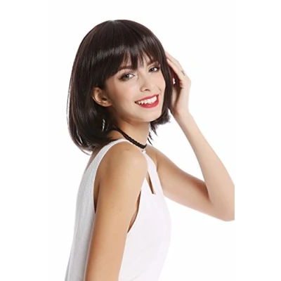 Imagen de WIG ME UP YZF 4362 4/8 Peluca mujer Bob largo pelo liso corto flequillo mezclado moreno marrón