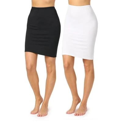 Imagen de Merry Style Enaguas Minifalda Lencería Ropa Interior Mujer MS10 204(2Pack Negro/Color Carne, 4XL)