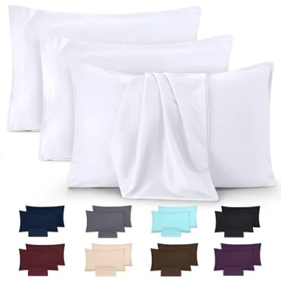 Imagen de Utopia Bedding Funda De Almohada Suave Microfibra Cepillada 100% Poliéster 50 x 75 cm, Juego 4, Fundas Resistentes Al Encogimiento y a La Decoloración Blanco