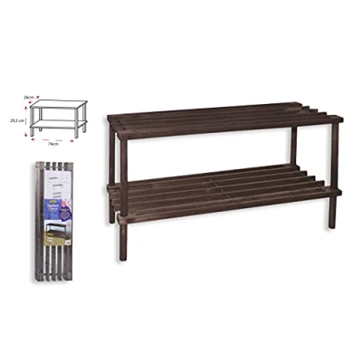 Imagen de HERSIG Banco Zapatero Madera Entrada Recibidor 2 Alturas 74 x 26 29,5 cm Color Wengué