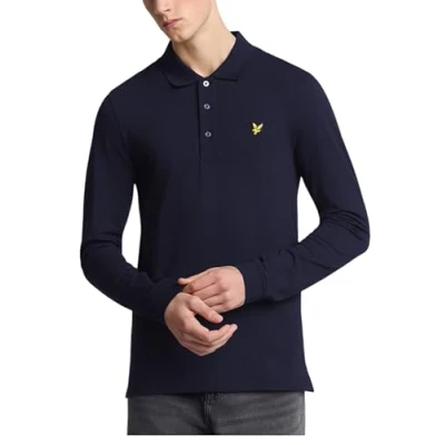Imagen de Polo Lyle Scott azul marino de manga larga para hombre XL