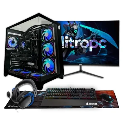 Imagen de NitroPC Pack Nitro Plus PC Gaming Completo (Intel i9 12900K 16/24 5.2GHz, RTX 4070 Super 12GB, RAM 32GB, M2 2TB, Windows 11, RGB WiFi, Monitor Curvo 27&quot;, Teclado, ratón, Cascos) sobremesa