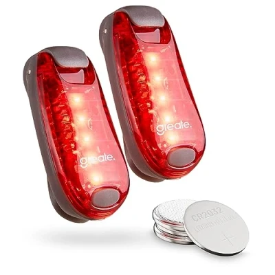 Imagen de greate. 2X luz roja Trasera Running pequeño, Ligero y con Velcro Linterna Clip para Mochila Correr LED, Running, Luces de Noche
