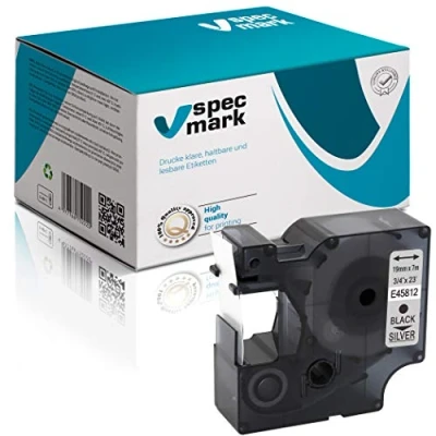 Imagen de specmark compatible para DYMO D1 45812 cinta de impresión 19 mm x 7 m negro sobre plata (S0720920) con impresoras LM Label Manager LP Point LW Writer DUO