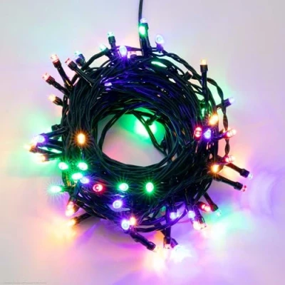 Imagen de Hellum cadena de luces 200 LED, 19,9 m exterior, para exteriores con temporizador, colores