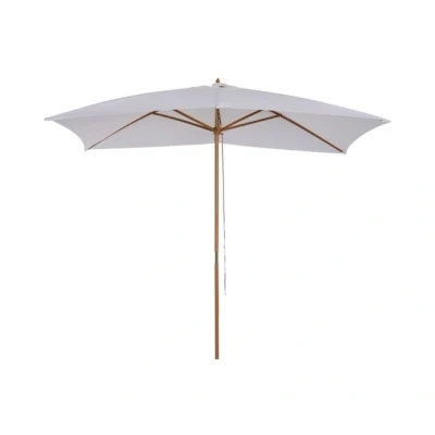 Imagen de Outsunny Sombrilla Terraza Exterior 295x200 cm de Jardín Rectangular Ajustable con Mástil Madera y Manivela Impermeable Parasol para Patio Blanco
