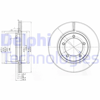 Imagen de DELPHI BG2534 Disco de freno 277 18 5 ventilado aceitado sin procesar cojinete rueda, anillo sensor ABS DAIHATSU: Feroza Soft Top