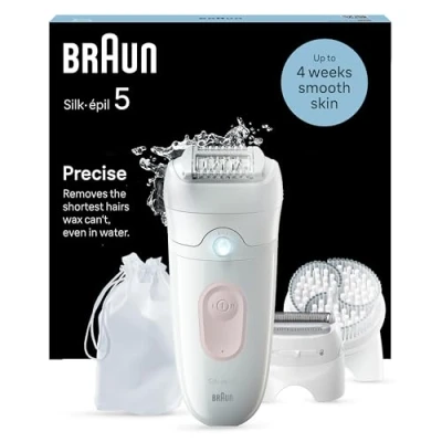 Imagen de Braun Silk épil 5, Depiladora Eléctrica Para Una Eliminación Del Vello Fácil, Piel Suave Duradera, 5 060, Blanco/Flamenco