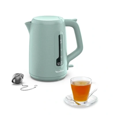 Imagen de Moulinex Morning Plus 1.7 L Hervidor eléctrico e inalámbrico, 2400 W, gran capacidad, medidor taza, de agua, filtro antical, base giratoria, incluye infusionador, té infusiones, BY2M13