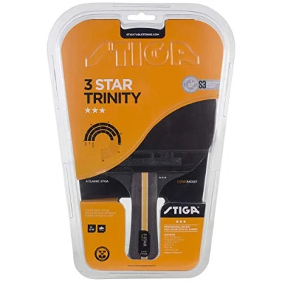 Imagen de STIGA Trinity 3 Star Pala de Ping Pong, Negro/Rojo