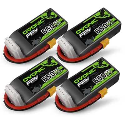 Imagen de OVONIC 4s Batería Lipo 80C 650mAh 14.8V con XT30 para RC Avión Quadcopter Helicóptero FPV Racing Drone (4 Piezas)