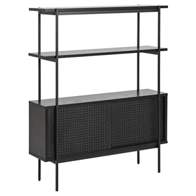 Imagen de AC Design Furniture Augusta Estantería, Madera Metal, Negro Fresno Negro, H: 113,8 x B: 94 T: 27 cm