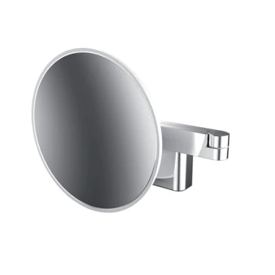 Imagen de Emco Kosmetikspeigel EVO Espejo de Afeitar y cosmético LED (2 Brazos, 3 aumentos, diámetro: 209 mm), Fundición Zinc, Cromo sin Cable, Normal