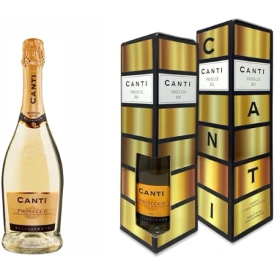 Imagen de Canti Prosecco D.O.C. Millesimato, Vino Espumoso Extra Seco 11%, Estuche Regalo, Uva Italiana Glera de Veneto, Sabor Afrutado y Floral, 1x750 ml