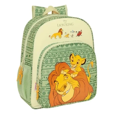 Imagen de Safta MUFASA Mochila Escolar Niño, Infantil, Adaptable a Carro, Ideal para Niños en Edad Escolar, Cómoda y Versátil, Calidad Resistencia, 32x12x38 cm, Color Verde/Beige