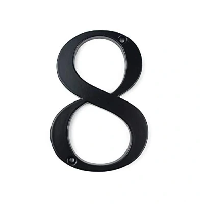 Imagen de HASWARE Letrero con número de casa, 4 pulgadas (10 cm), números puerta modernos, placa señalización, dirección aleación zinc (8, Negro)
