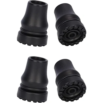 Imagen de supregear Punta de Bastón 19 mm, 4 Paquete Reemplazo Goma Antideslizante para mm Diámetro Estándar Accesorio Muleta Caña Plegable, Negro