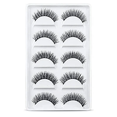 Imagen de URAQT Pestañas Postizas, 5 pares de Aspecto Natural 3D, Paquete Suaves Reutilizables Hechas a Mano para Extensión Maquillaje (Aspecto natural)