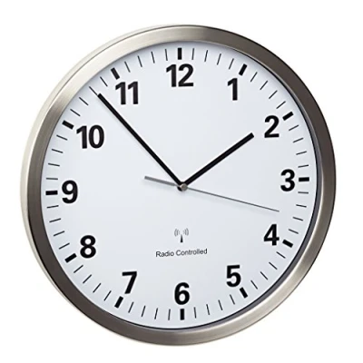 Imagen de TFA Dostmann 60.3523 Reloj de Pared analógico (Marco Acero Inoxidable, 30 cm diámetro), Color Blanco