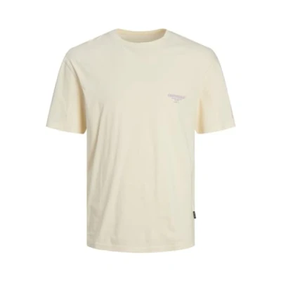 Imagen de JACK &amp; JONES Jorbora Branding tee SS Crew Neck Blk Camiseta, Crema de Mantequilla, L para Hombre