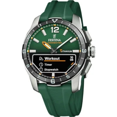 Imagen de Festina Reloj Hombre F23000/2 Connected D Caja de Titanio Plateado Correa Caucho Verde
