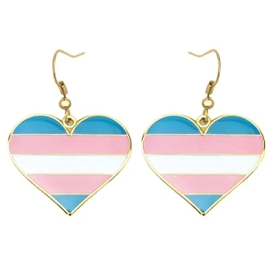 Imagen de Pendientes colgantes con forma de corazón Orgullo transgénero Gay &amp; Lesbiana LGBT Regalos Arco Iris Joyería (Corazón Transgénero)