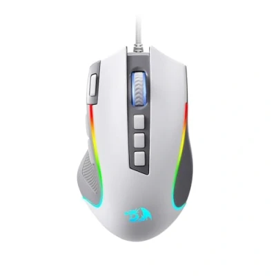 Imagen de Redragon M612 RGB Ratón óptico para juegos, 8000 DPI con cable 11 botones programables y 5 modos retroiluminados, software compatible botón de disparo rápido, gris blanco