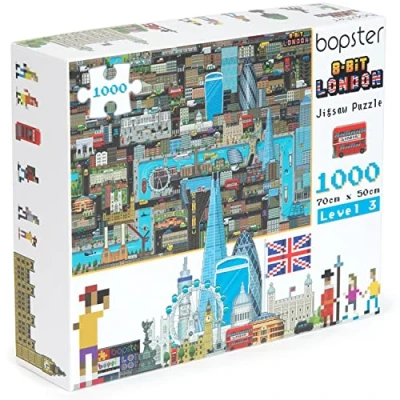 Imagen de bopster puzle de Estilo 8 bits pixelado Londres 1000 Piezas para niños, Adolescentes y Adultos, 70 x 50 cm, Nivel 3