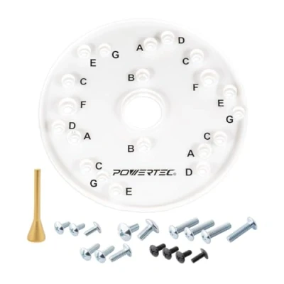 Imagen de POWERTEC 71369 Placa base universal para enrutador con pasador de centrado 6 1/2 pulgadas diámetro, 5/16 grosor Herramienta profesional eléctrico