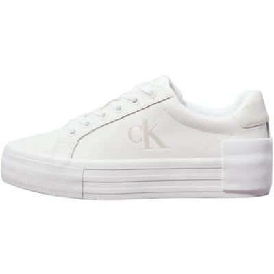 Imagen de Calvin Klein Zapatillas Sneaker Vulcanizadas Mujer Flatform Low de Piel, Blanco (Bright White/Creamy White), 41 EU