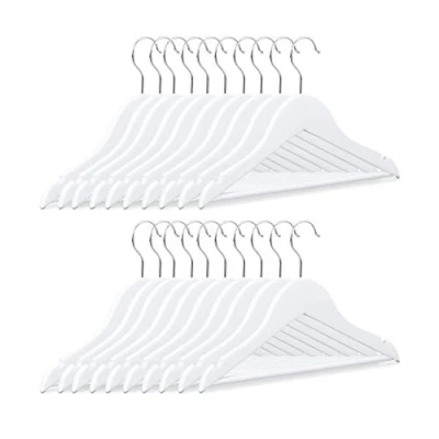 Imagen de Relaxdays Pack de Perchas Infantiles, Madera, Blanco, 18 x 30,5 0,5 cm, 20 Unidades