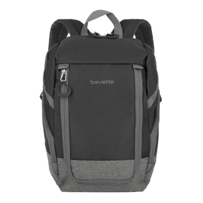 Imagen de travelite Mochila básica unisex para adultos, equipaje y de mano (1 paquete), 14 litros, negro/gris