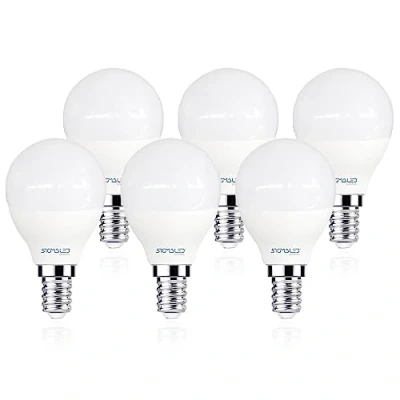 Imagen de Sigmaled lighting, Bombilla LED E14 G45 P45 6W (equivalente a 50W), 550 lumen, Lámpara mini Globo P45, Blanco cálido 2800K, Casquillo fino, caja de 6