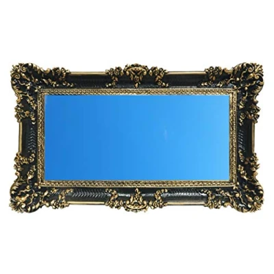 Imagen de Ideacasa Espejo Negro Oro Dorado Grande Marco Estilo Barroco Artificial Vintage cm 96 x 56
