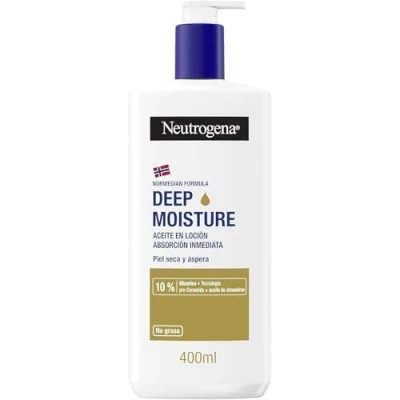 Imagen de Neutrogena Fórmula Noruega Hidratación Profunda Loción corporal de Absorción Inmediata Enriquecida con Aceite Almendras (400 ml), crema hidratante tecnología Pro Ceramida
