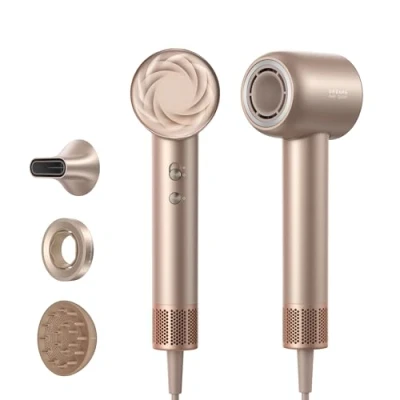 Imagen de Dreame Glory Mix Secador de Pelo, Alta Velocidad, 3 Boquillas Magnéticas, Secado con Fragancia Personalizada, Control Temperatura por NTC, 300 Millones Negativos/Cm3, 110000 RPM, Ligero 336 g, Gold