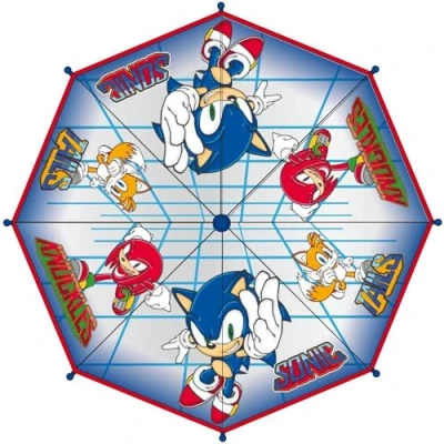 Imagen de Paraguas de Burbuja Sonic Apertura Manual Color Azul Estampado con y sus amigos Elaborado en 100% POE Estructura Fibra Vidrio Producto Original Diseñado España
