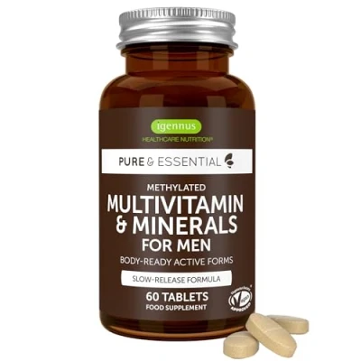 Imagen de Multivitaminas hombre, Alta Absorción; con Licopeno, Vitamina D, Zinc, para la Salud Cardíaca, Cerebral, Sistema Inmune y Energía, de Liberación Lenta, 60 Comprimidos, Igennus