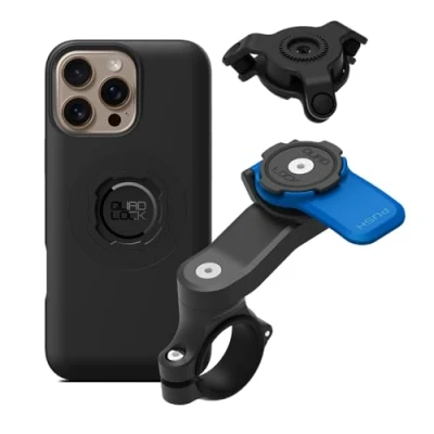Imagen de Quad Lock Soporte de Teléfono para Manillar Moto con Amortiguador Vibraciones y Funda mag iPhone 16 Pro MAX