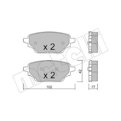 Imagen de METELLI 22 1352 0 Juego de pastillas freno excl. contacto avisador desgaste RENAULT: Kangoo III MPV, Box Body / MPV