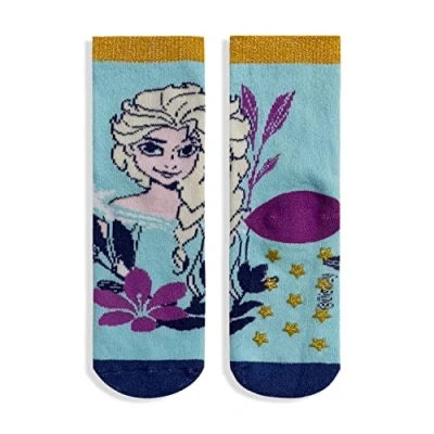 Imagen de Calcetines antideslizantes para Niña Disney Frozen Elsa y Anna de Algodón Lurex 5686, turquesa, 31 34