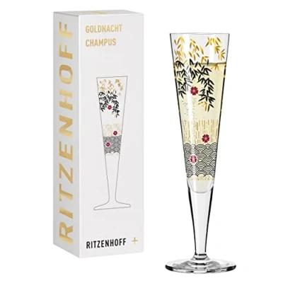 Imagen de Ritzenhoff 1071019 Copa de champán 200 ml Serie Goldnacht No. 19 Noble pieza diseño con oro auténtico Fabricado en Alemania