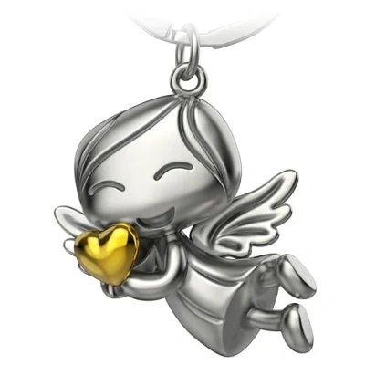 Imagen de FABACH llavero de ángel la guarda con corazón, suerte, amor, guarda, amuleto corazón como idea regalo para novia, Oro Rosa, 1, Elegante