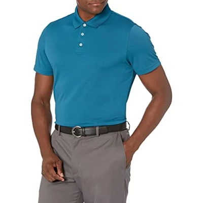 Imagen de Amazon Essentials Polo de Golf Secado Rápido Ajuste Entallado colores interrumpidos Hombre, Azul Oscuro, S